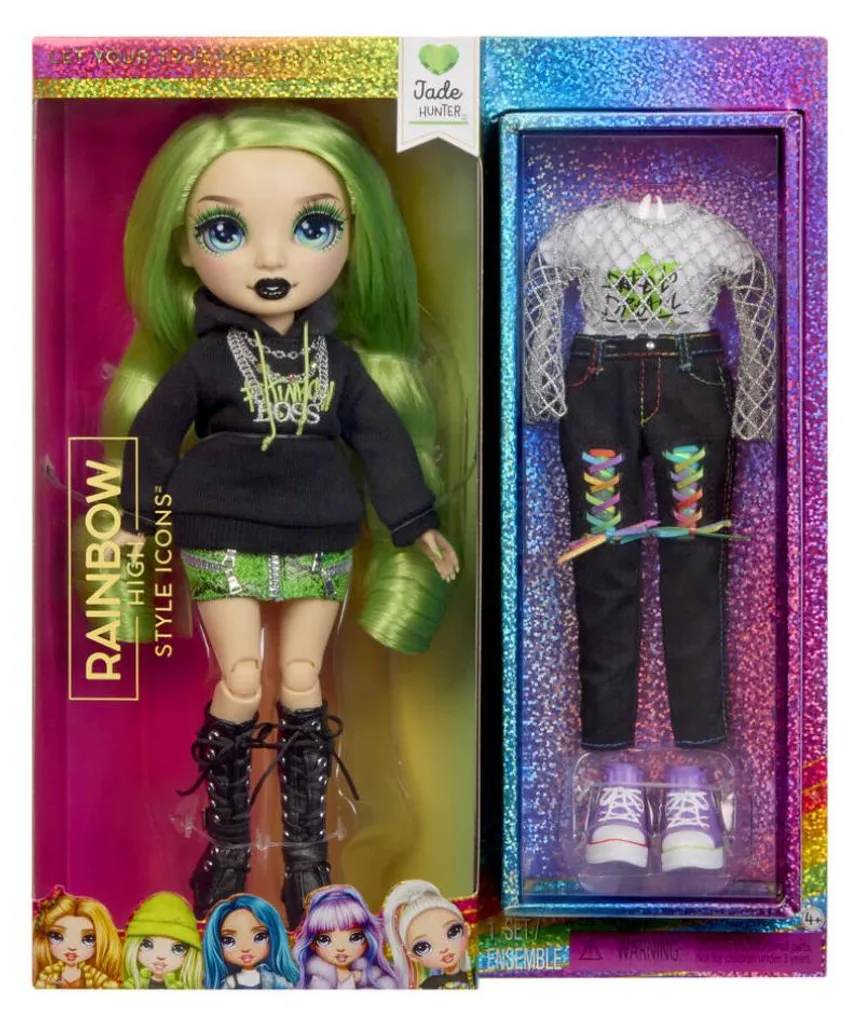 Rainbow High Jade Hunter Style Icons Poupée aux Cheveux Verts et Look