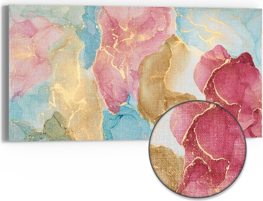 DEQORI Hybrid Leinwand Bild 60x30 cm 'Goldene Träume' Produktbild 