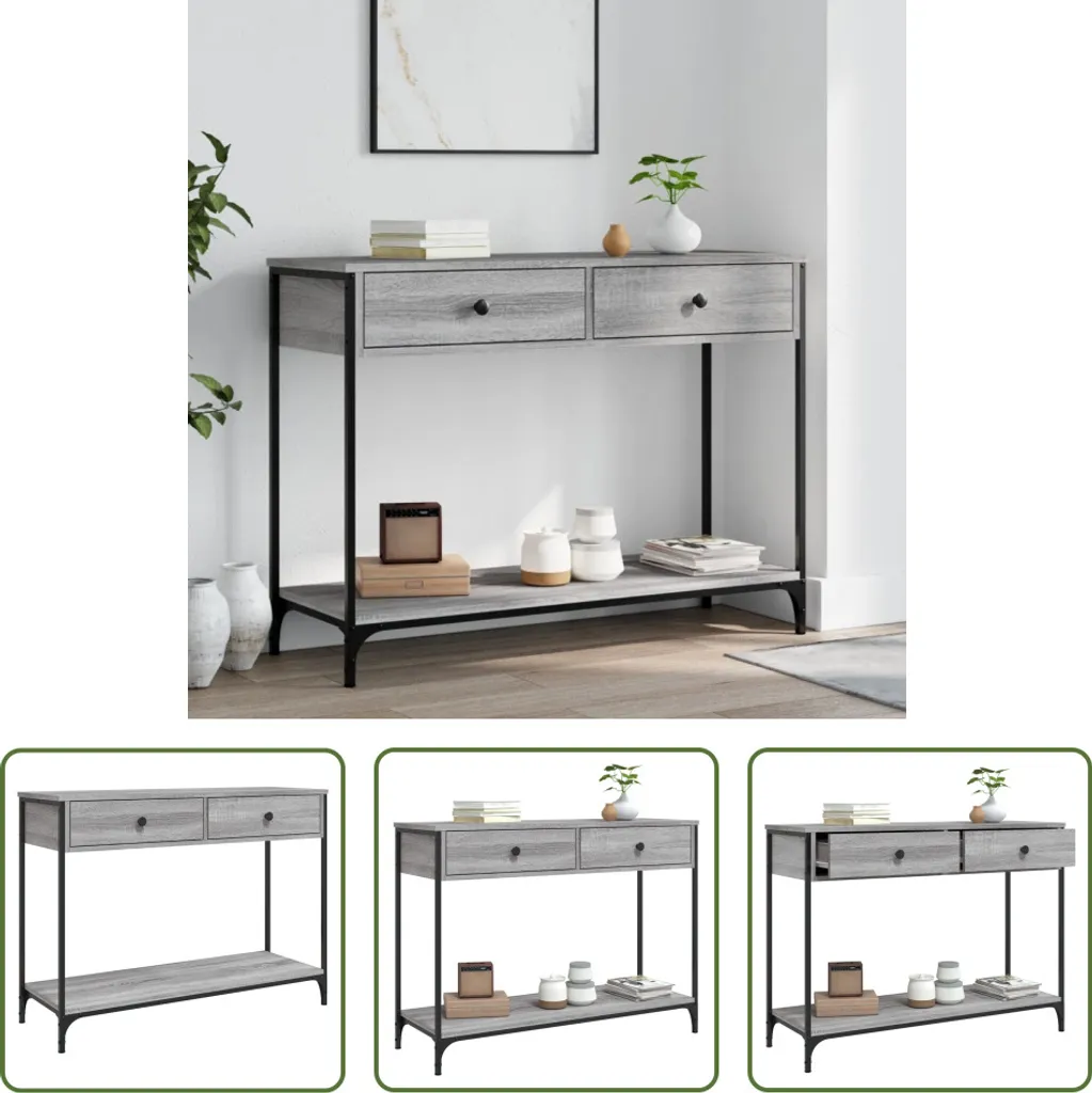 The Living Store Consolle grigia Sonoma 100x34,5x75 cm Materiale a base di legno