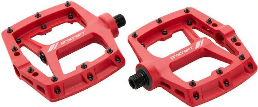 Pédales VTT Adhérence Maximale Procraft Flat Grip Advanced en Rouge