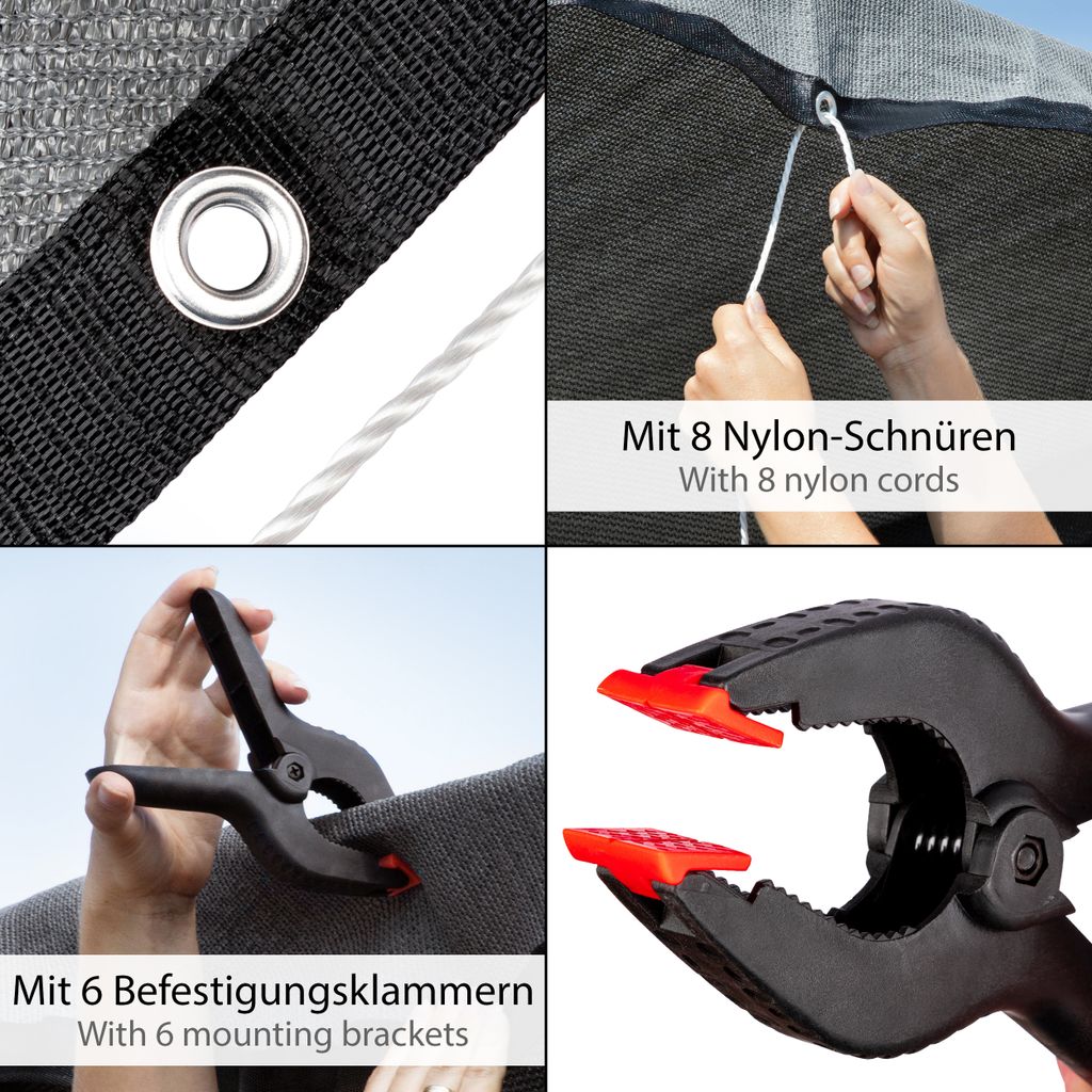 ONVAYA® Trampolin Sonnensegel in Anthrazit | Neues Modell | Produktbild 4