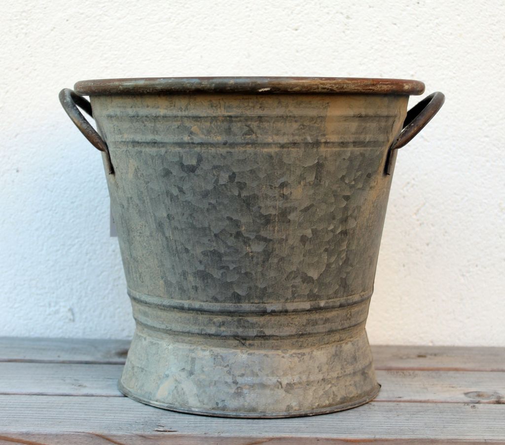 Nostalgie Zink Kübel mit Griffen, H 22,5 cm, Ø oben 25 cm, Produktbild 