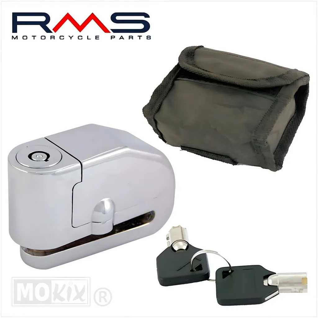 Antivol disque alarme RMS broche 6mm en acier trempé et pochette noir