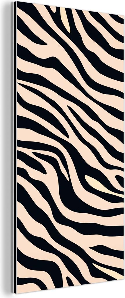 MuchoWow Wanddekoration Metall Metallbild Wandkunst 40x80 cm Zebradruck - Dynamisch - Rosa MuchoWow Aluminium Gemälde - Wanddekoration - Industrial
