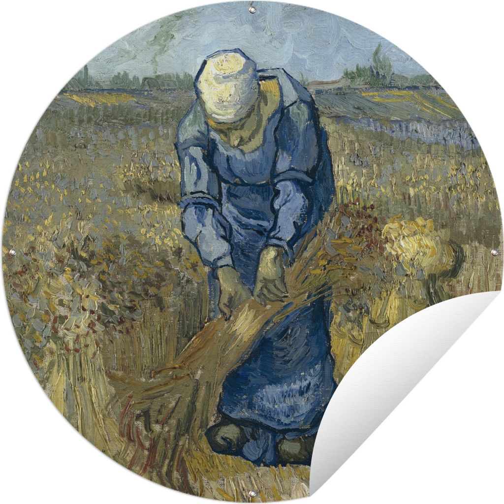 MuchoWow Gartenposter Outdoor-Poster Rund Der Schafspelz (nach Millet) - Vincent van Gogh Ø 120 cm Gartendeko Rundes Poster draußen