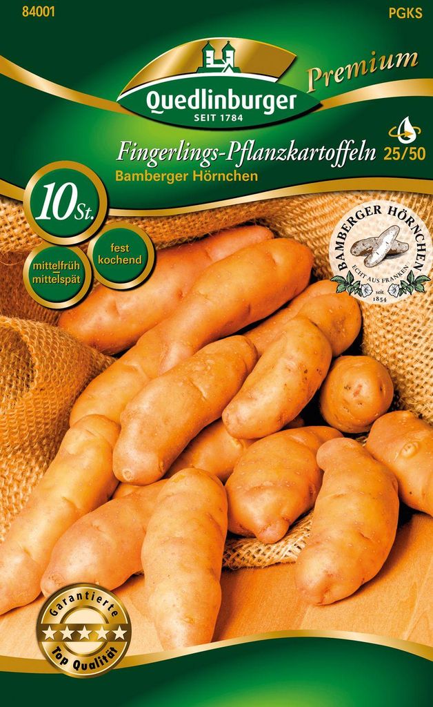 Artikelbild 1 von 'Pflanzkartoffel Bamberger Hörnchen (10 Stück) (gelb, festkochend, mittelfrüh/mittelspät)'