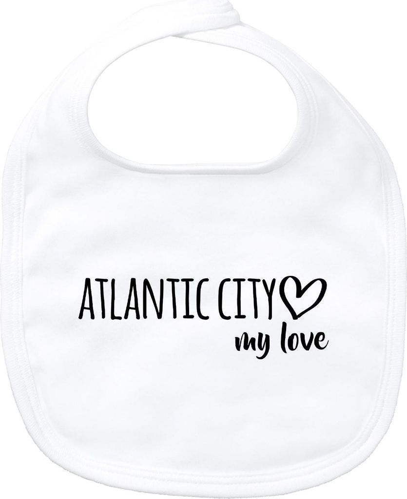 Huuraa Baby Lätzchen Atlantic City my love White Klettverschluss Baumwolle Latz Geschenkidee