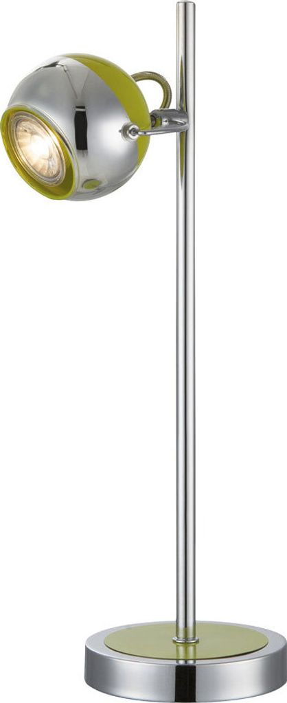 LED Tischlampe, Chrom, Spot beweglich, grün, GU10, H 43 cm