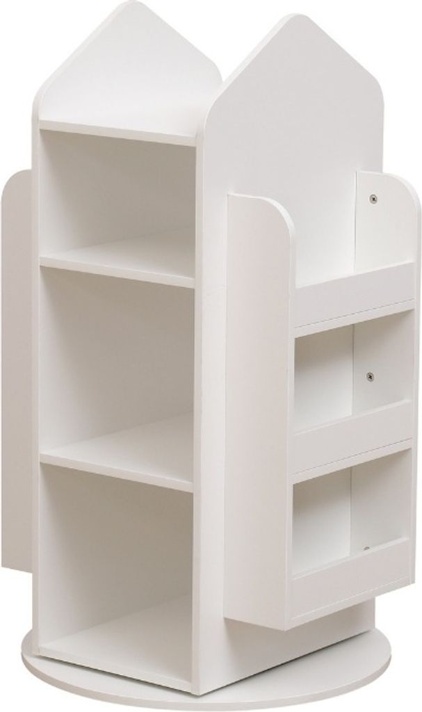 HOME DELUXE - Kinderregal JUNA - ca. 60 x 60 x 105,3 cm, Farbe: Weiß, 360° drehbar I Spielzeugregal Kinderbücherregal Kinderzimmerregal