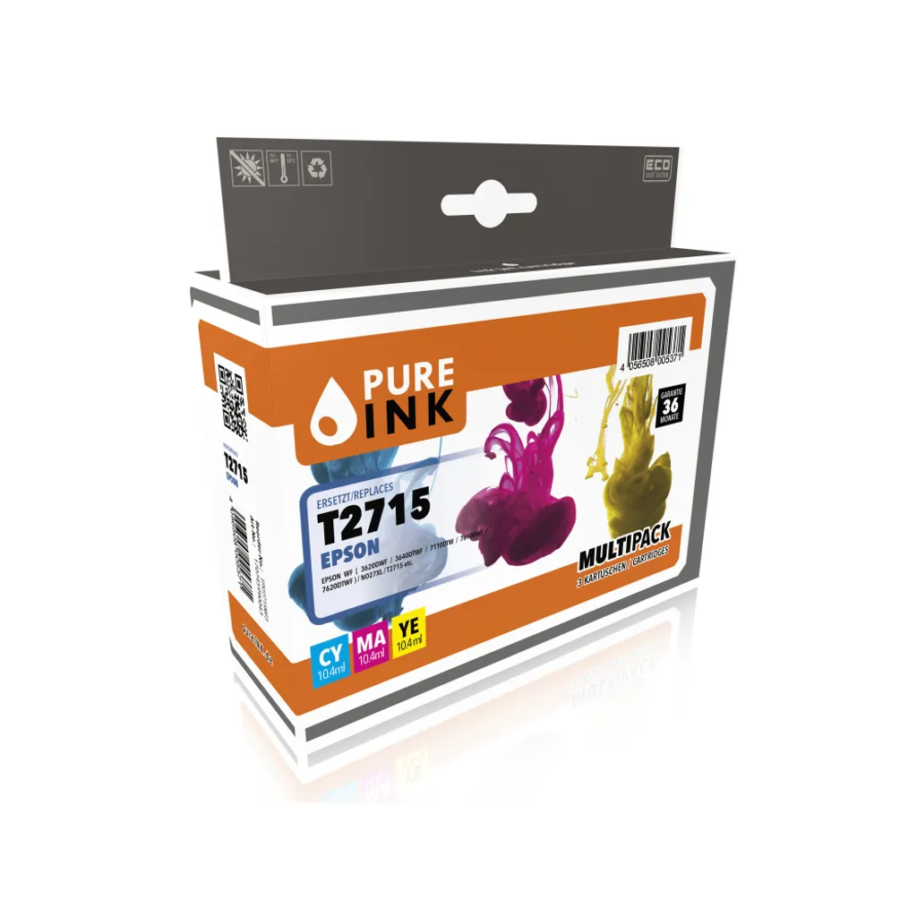 Kit pureINK EPT2715MP3 27XL: Colori CMY 1100 Pagine - Stampa Facile