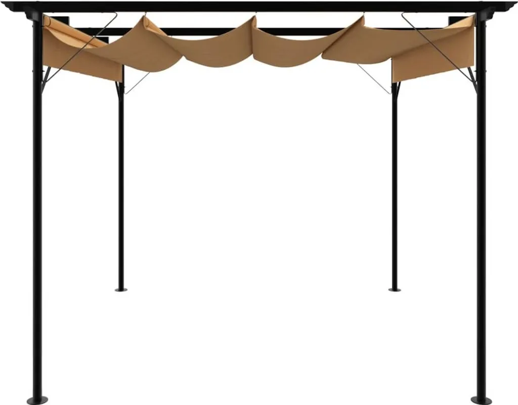 Pergola 3x3 m Anti-UV avec Toile Taupe Extensible pour Ombre Totale