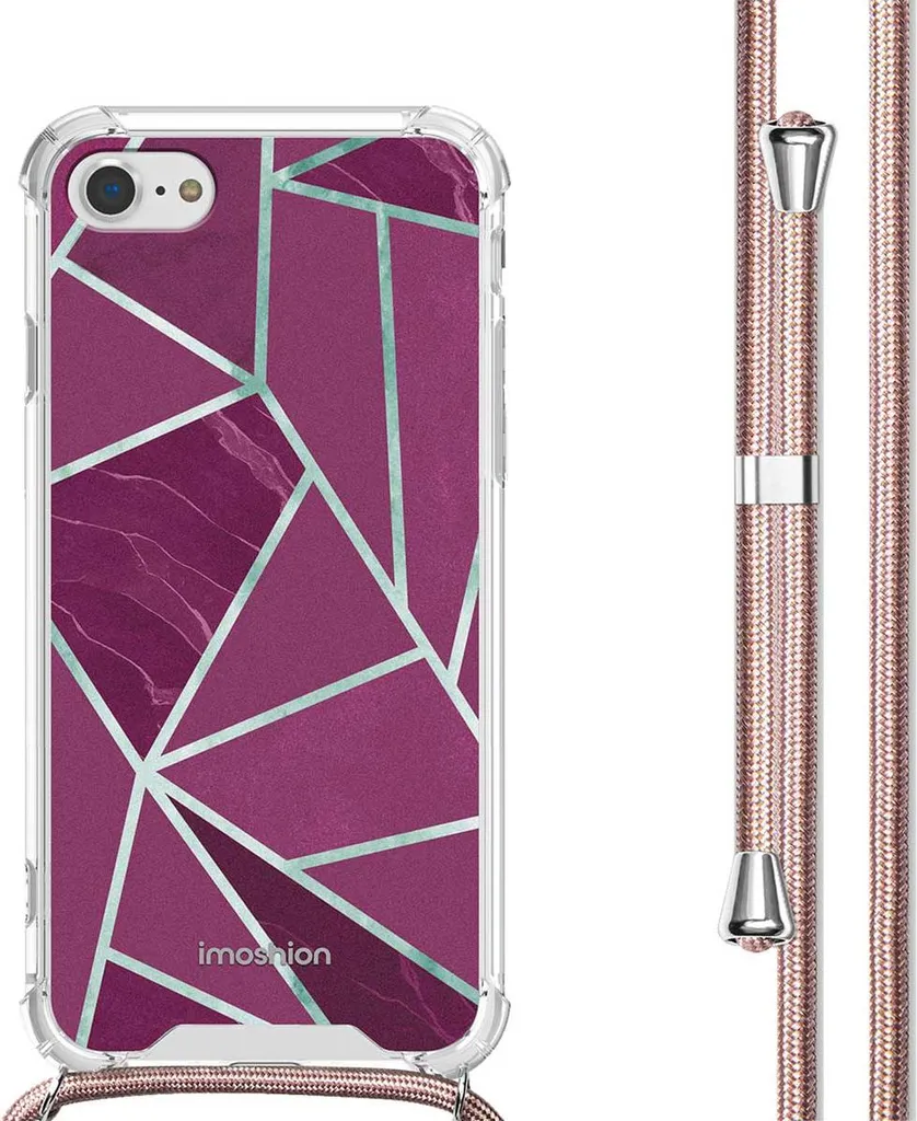 Custodia Design iMoshion iPhone 7/8/SE Bordeaux Graphic con Cordino