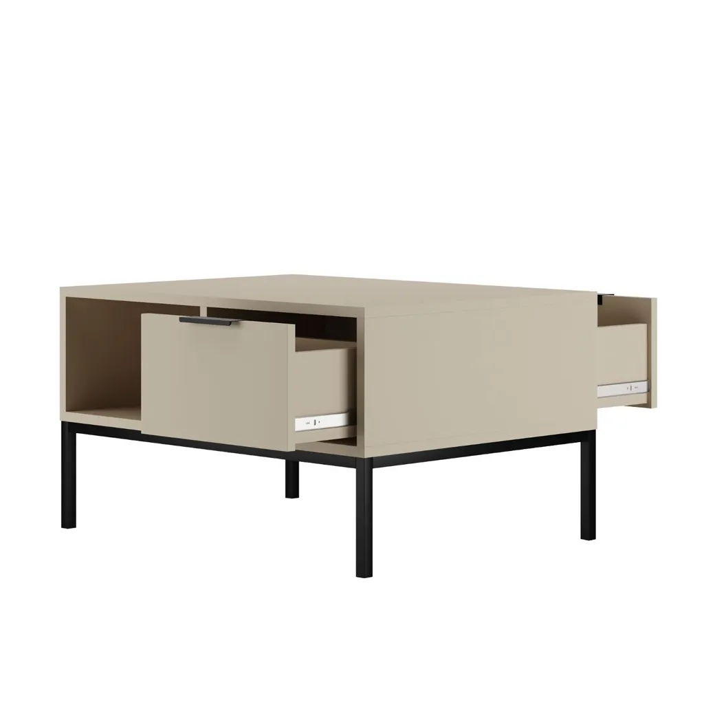 Table basse 80 cm pour salon moderne Cachemire et noir gain de place