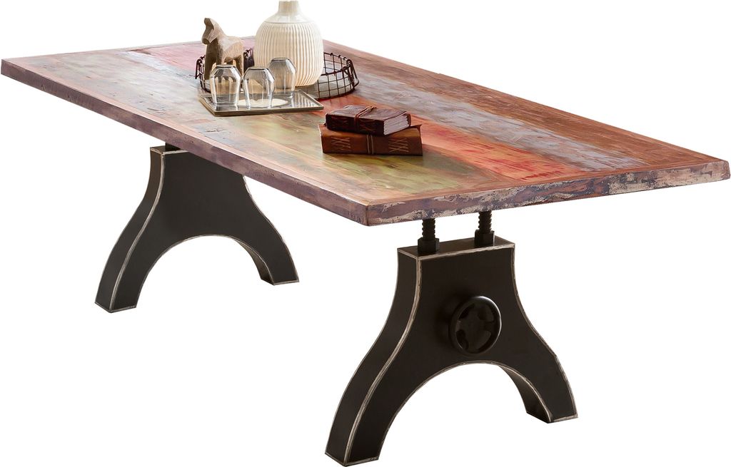 SIT Möbel Esstisch | Platte Altholz gerahmt auf 50 mm natur | A-Gestell Metall schwarz | B 160 x T 85 x H 74 cm | 16029-11 | Serie TOPS & TABLES
