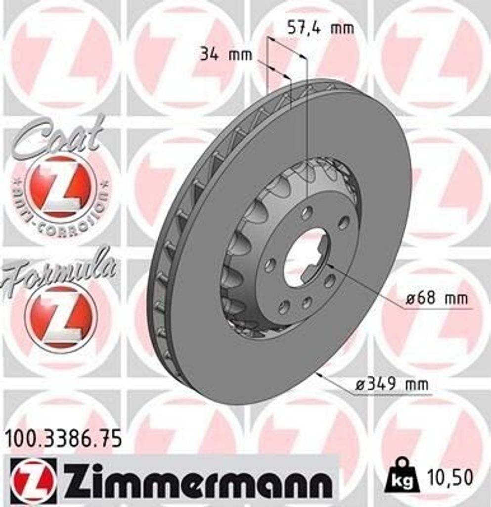 ZIMMERMANN 100.3386.75 - Bremsscheibe für A6 (4A), A7 (4K), A8 (4N)