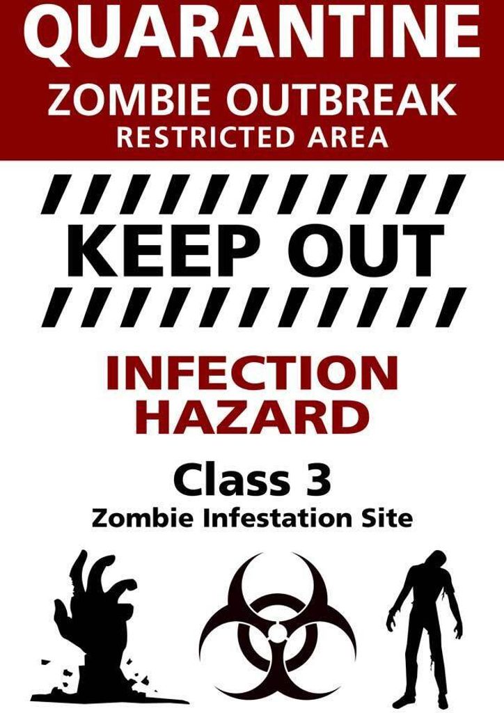 Warning Sign Poster Zombie Outbreak Produktbild 