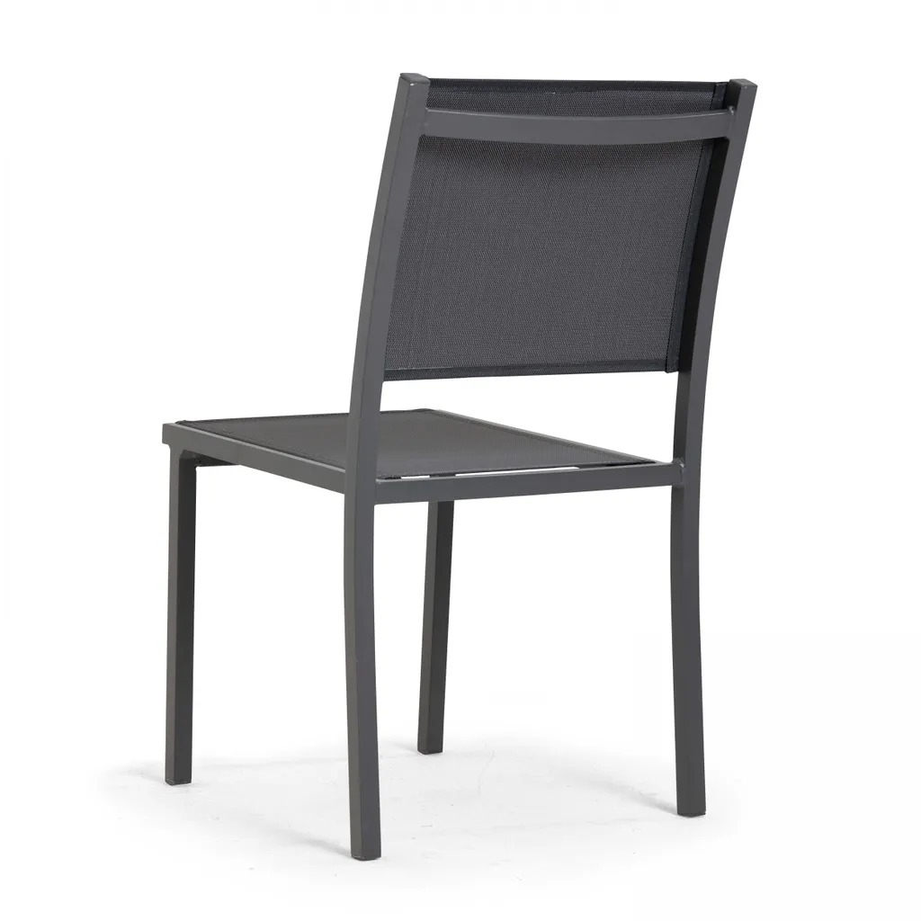 Chaise de jardin aluminium et textilène gris Oviala Nice - Lot de 2