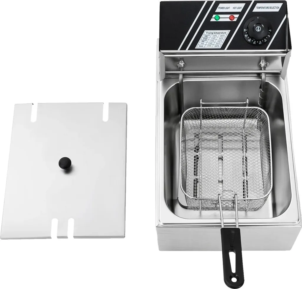 Friteuse électrique 6L 2500W en inox argenté avec thermostat réglable