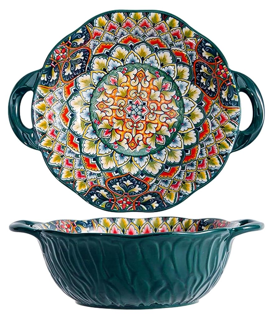 Keramische Salatschüssel, große Suppenschale, bunte Müslischalen mit Griffen, Ø 20 cm Suppenschüsseln mit Henkel, Dessertschalen, Obstschale