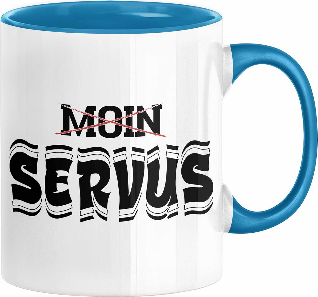 München Servus Tasse Geschenk Heimat Münchener Geschenkidee Kaffee-Becher Bayern Servus (Blau)