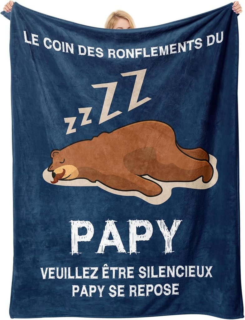 Geschenk fš¹r Opa, blaue Decke 152 x 127 cm, Geburtstagsgeschenk fš¹r Opa