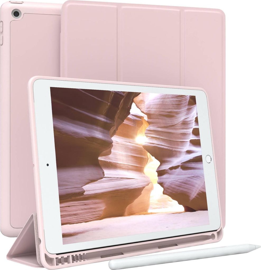EAZY CASE Smartcase mit Stifthalter für Apple iPad 10,2" (2019, 2020, 2021) Hülle mit Stifthalterung, Tablet Cover aufstellbar 10,2 Zoll in Rosa
