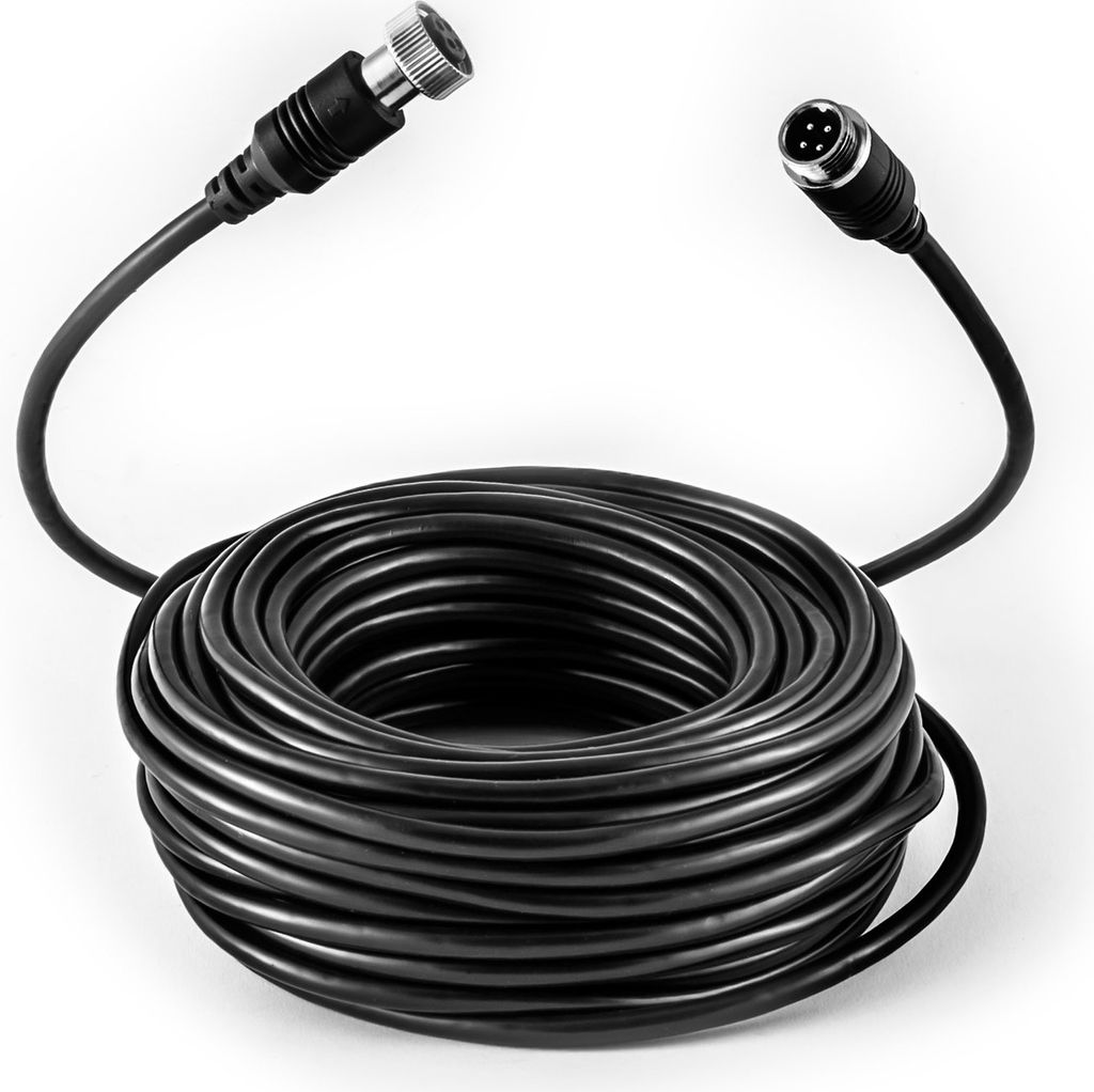 Carmedien 15m Verlängerungskabel für Rückfahrkameras mit 4-Pin-Schraubverschluss (RCA, AV) 15 Meter Anschlusskabel 12V 24V Kamera Verbindungskabel