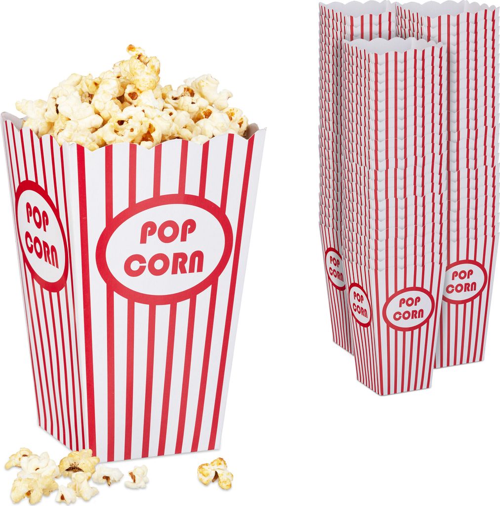 Relaxdays Popcorntüten, 72er Set, gestreift, Retro-Optik, Produktbild 