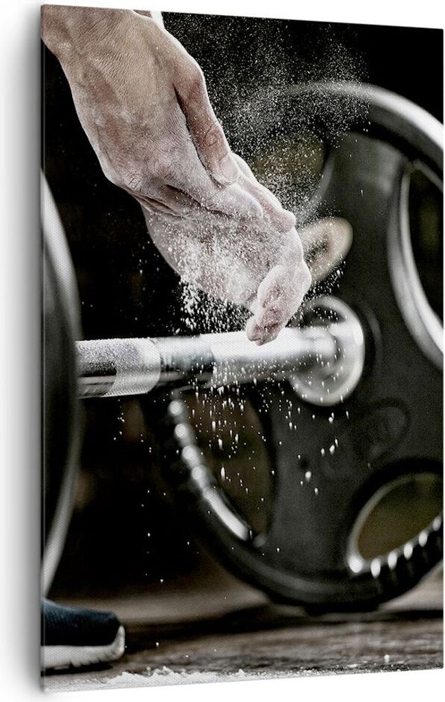 Bild auf Leinwand - Leinwandbild - Einteilig - Sport athlet anheben fitness - 80x120cm - Wand Bild - Wanddeko - Wandbilder - Leinwanddruck - Wandde...