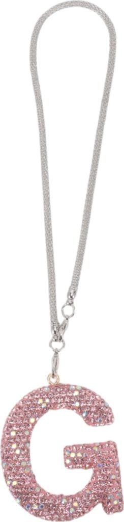1 Stück Metall Faux Crystal Buchstabe g mit Strass Auto Rückspiegel Anhänger Zubehör Auto Hängeschmuck Pink