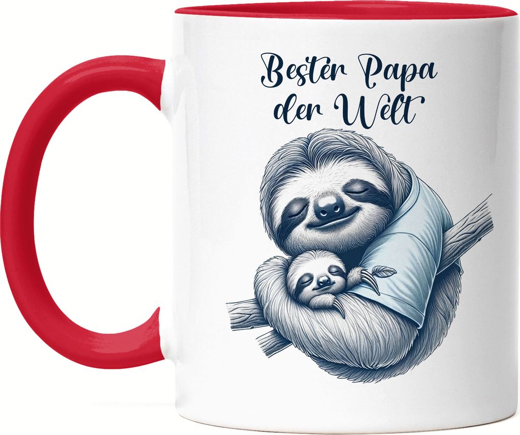 Bester Papa der Welt Faultier Tasse Rot Süßes Faultier Produktbild 