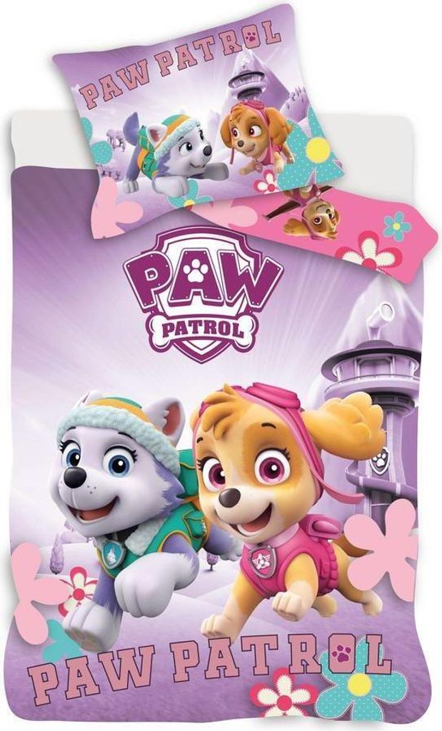 Paw Patrol Lila Kinderbettwäsche 100×135 cm, 40×60 cm Produktbild 