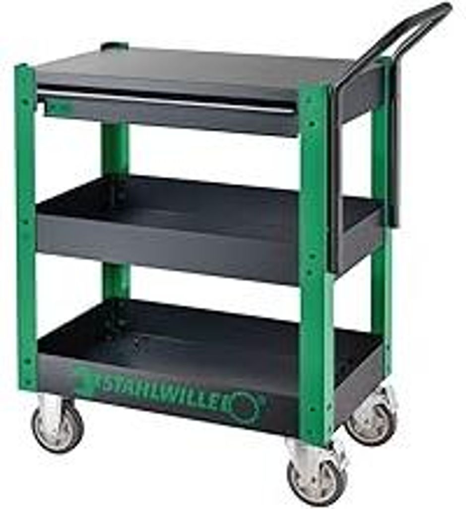 STAHLWILLE Werkstattwagen 612 ST leer | Service Trolley mit Schublade und Zwei Einlegeböden | praktisch und robust | Hohe Tragkraft von Mind. 150 ...