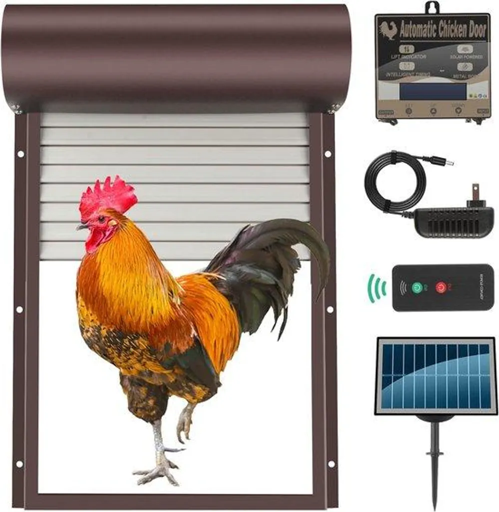 Porte de poulailler solaire programmable avec capteur de lumière
