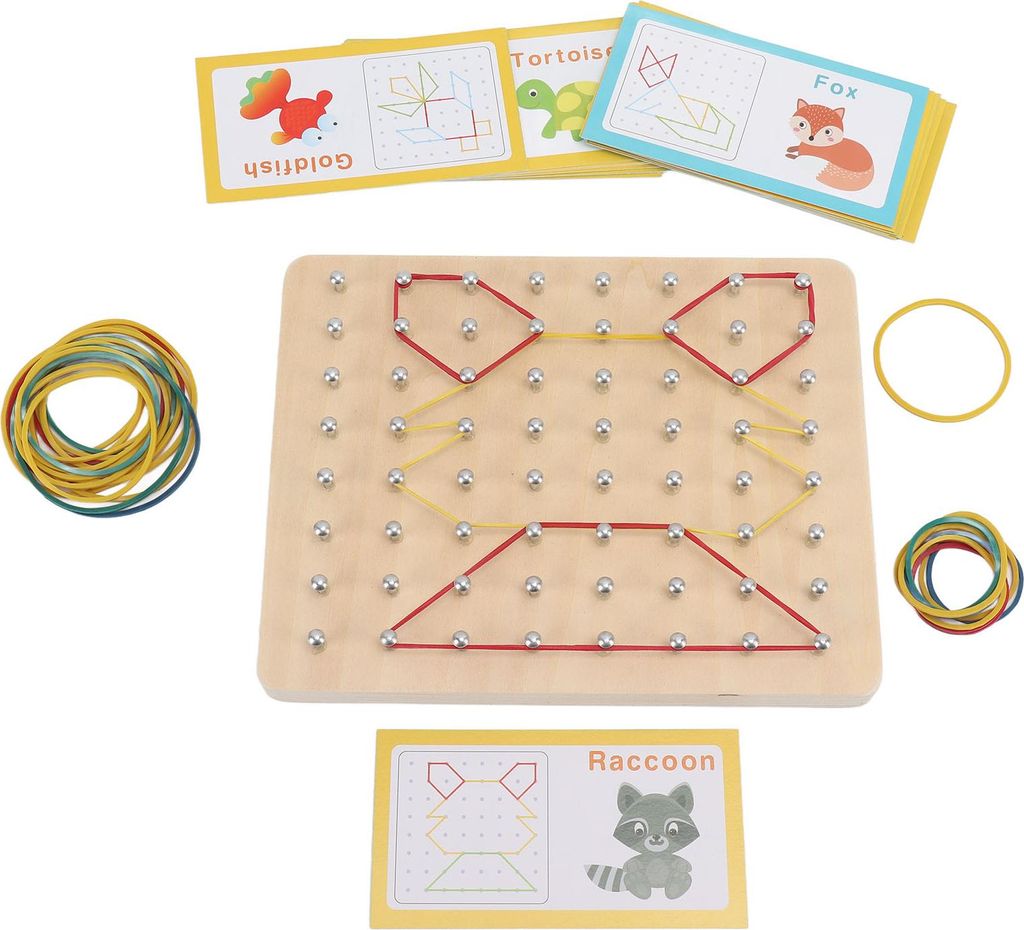 Holz-Geoboard, Montessori-Spielzeug, grafisches Lernen, pädagogisch für Babys, Kleinkinder, Jungen und Mädchen