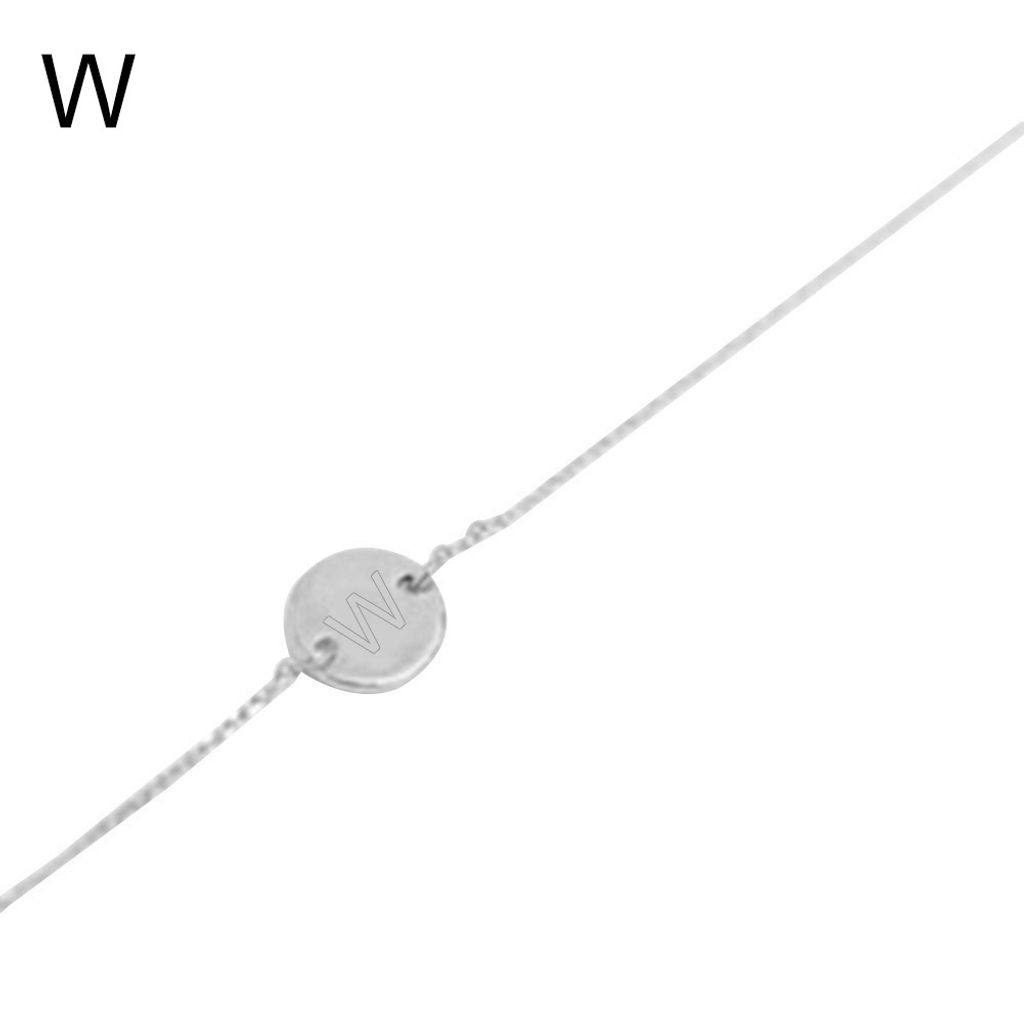 Frauen Männer Einfache 26 Buchstaben Armband Armreif Schmuck Kette Party Cocktail Geschenk-Silber W