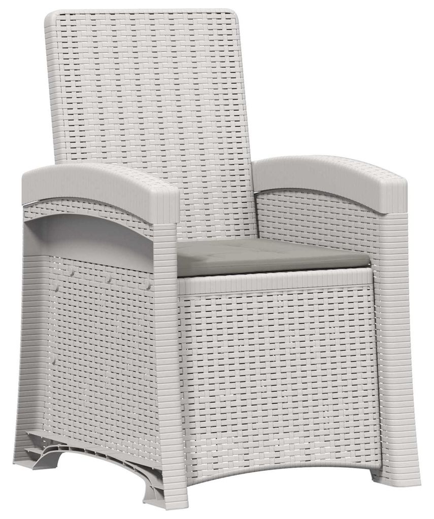 vidaXL Liegesessel Garten Rattan-Optik Weiß und Hellgrau PP