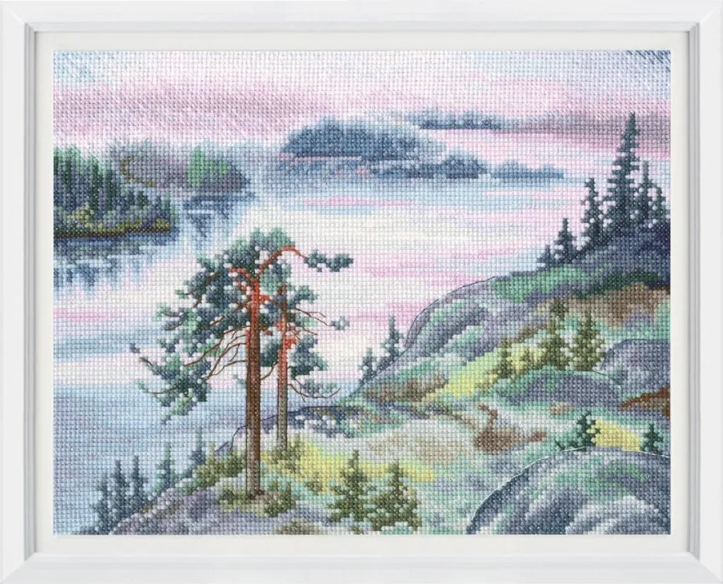 Tableau Broderie Point de Croix Aube Kit Créatif Déco Murale 25,5x20cm