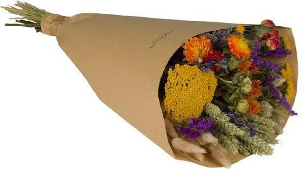 Lot de 8 Bouquets de Fleurs Séchées Orange - Déco Murale 60 cm