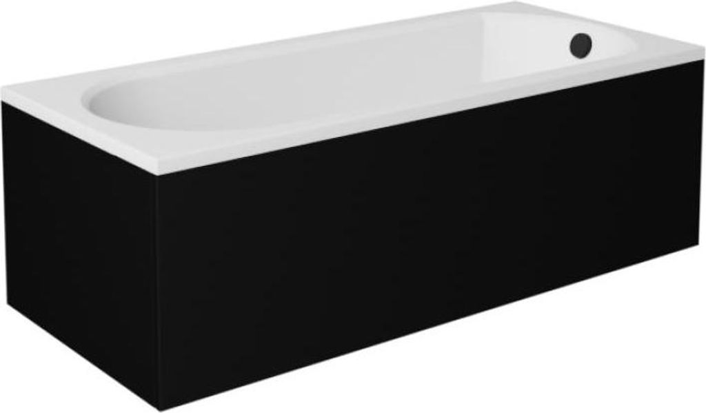 Badewanne INTRICA 160x75 mit Füßen , mit Siphon mit Schwarz Schürze