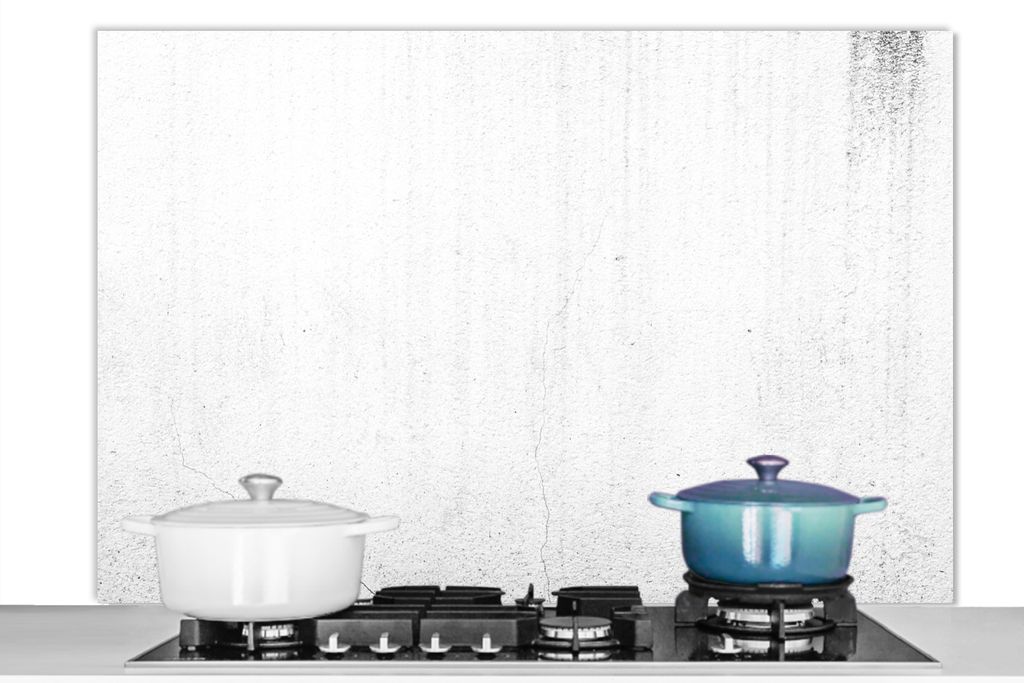 KitchenYeah Spritzschutz Küche - Küchenrückwand - Wandschutz für Herd und Spüle - Beton - Strukturiert - Weiß - Grau - Industriell 120x80 -...