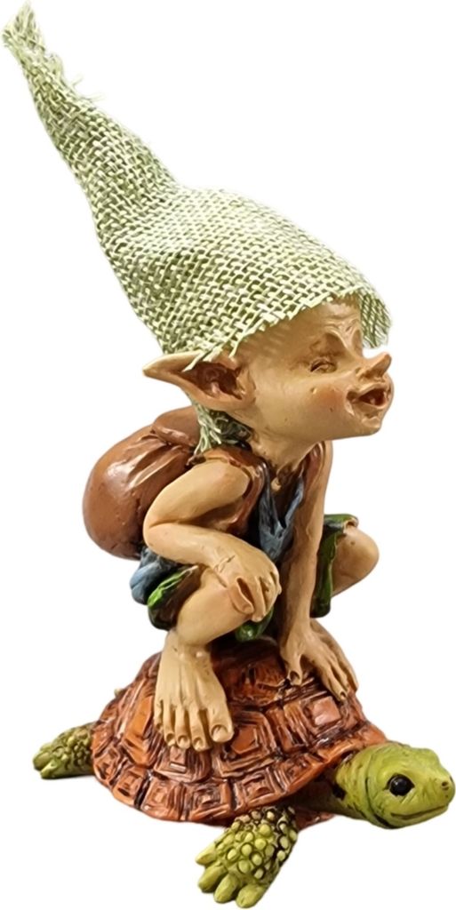 "Achtsam reisen" Pixie sitzt auf einer Schildkröte (Gr. M)