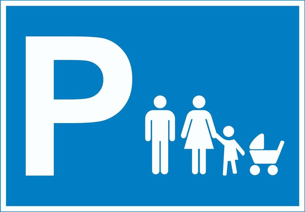 Eltern Kinderwagen Parkplatz Schild waagerecht A0 (841x1189mm)