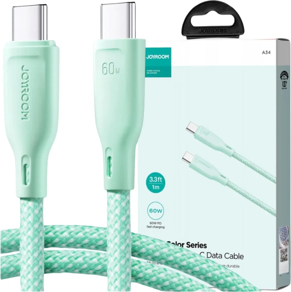 Cavo Joyroom serie multicolore S-A34 Usb-A / Usb-C 100W 1M - Zielony
