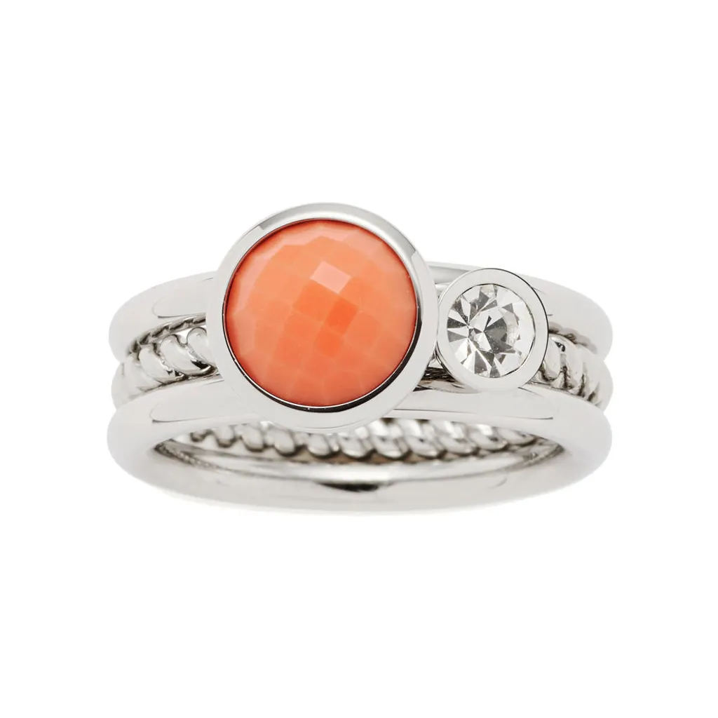 Leonardo Jewels Ensemble de 2 bagues Letizia Taille 57 Inox Corail 017918