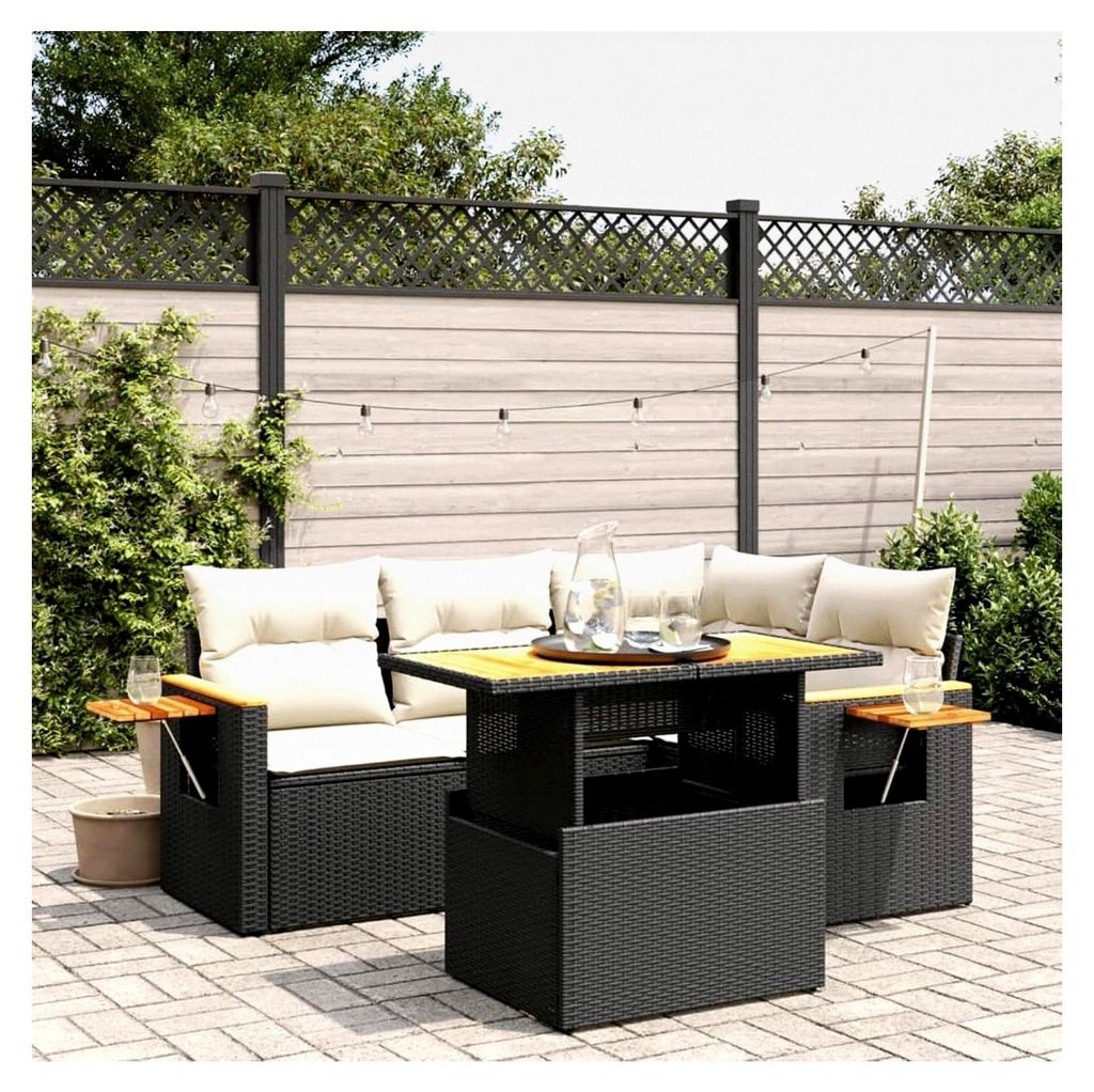 Kleine Balkon Lounge mit verstellbarer Tischplatte für Gartenmöbel