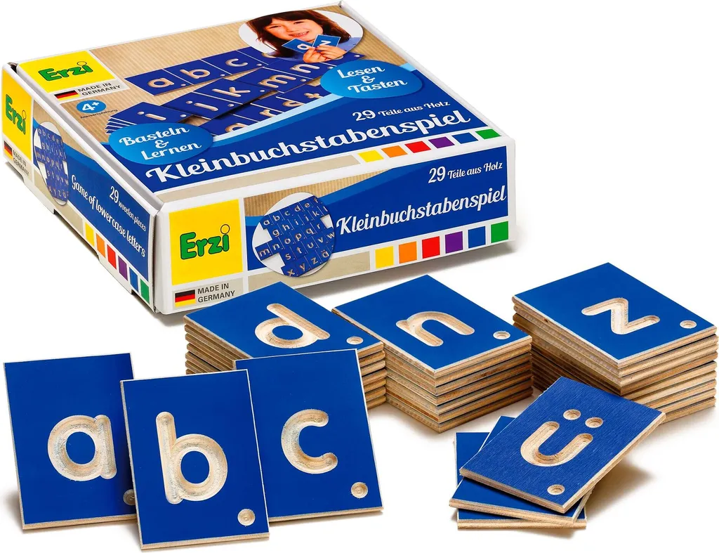 Lettres minuscules Erzi en bois naturel, matériel pédagogique Montessori
