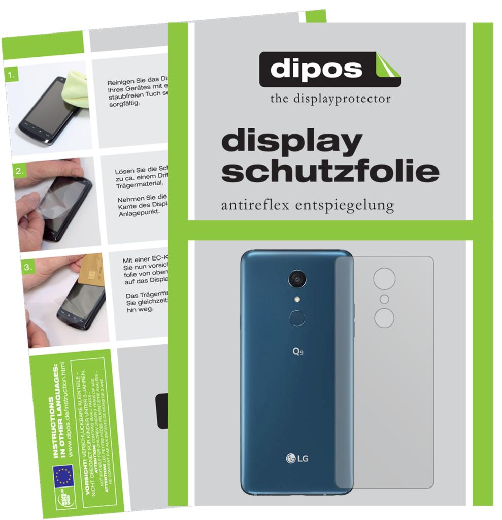 2x Schutzfolie für LG Q9 Rückseite matt Displayschutzfolie Folie Display Schutz