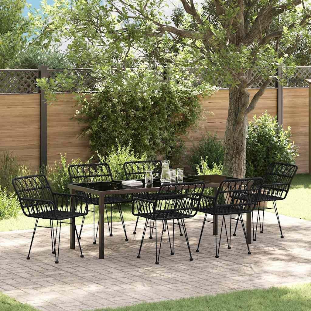 Maison Exclusive - Garten Essgruppe 7 pcs Schwarz Pulverbeschichteter Stahl