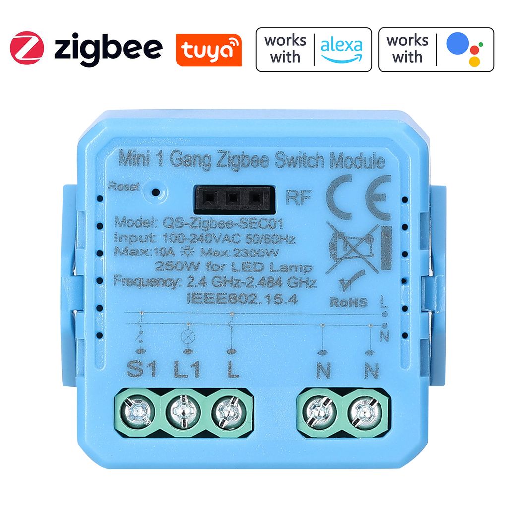 Tuya ZigBee Druckknopf Normales Schaltermodul Elektrisches Haushaltsgeraet 1 Gang Schaltersteuermodul Handy APP Fernsteuerungskompatibel Alexa Goog...